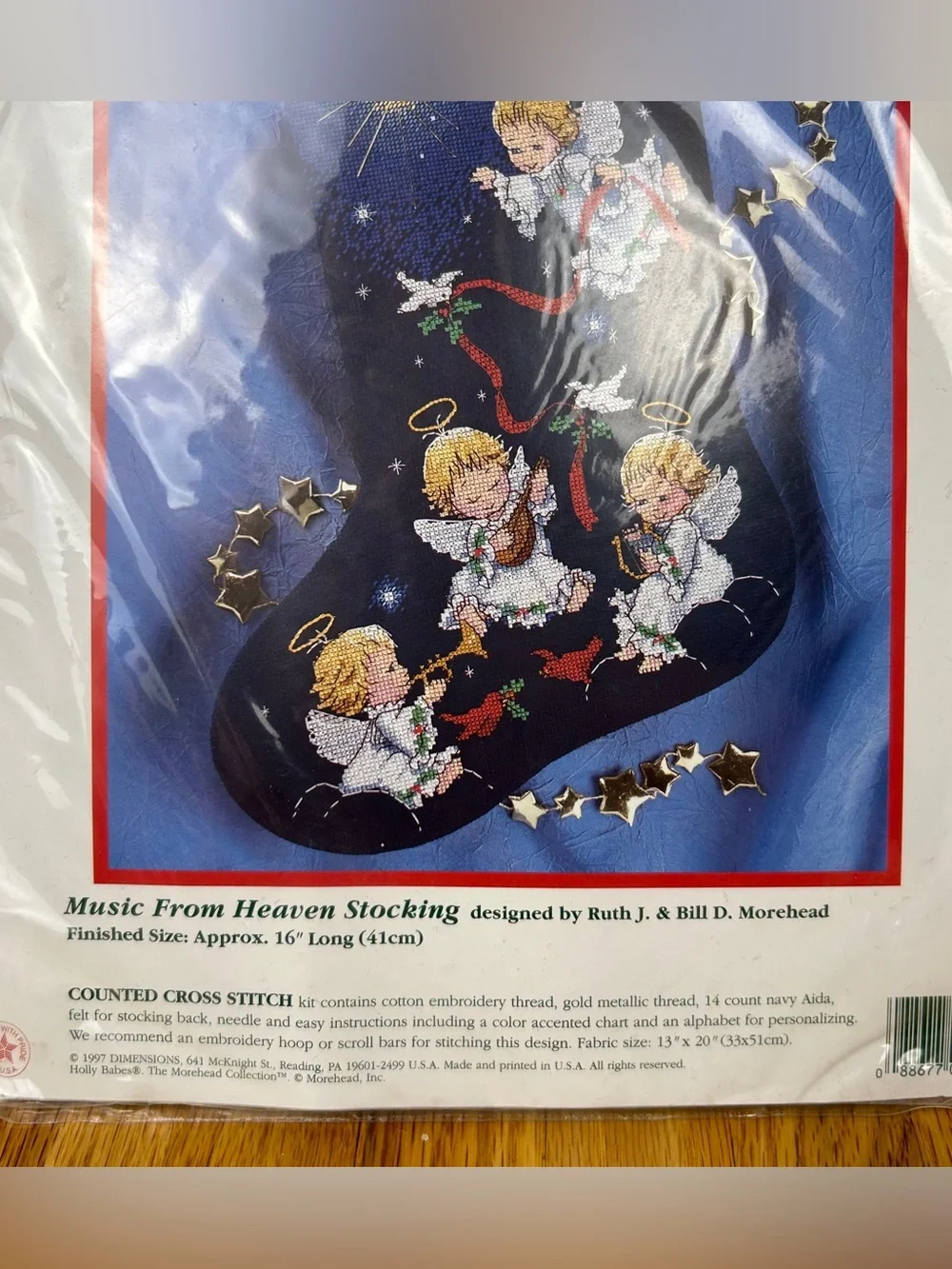 Vintage New Unopened 1997 Dimensions Music From Heaven Stocking Cross Stitch Kit